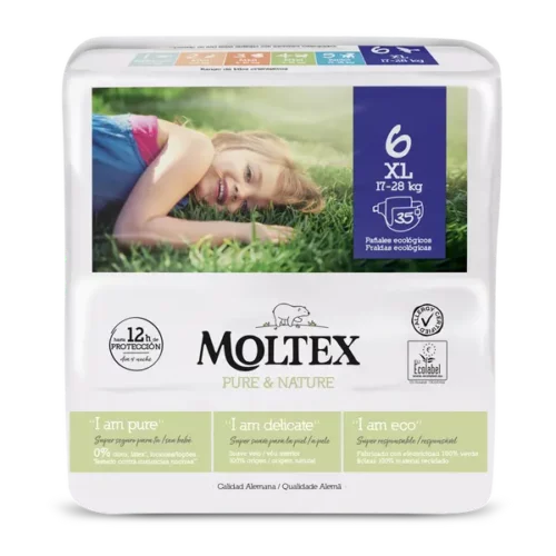 Pañales Moltex Pure & Nature T6 - detalle bolsa