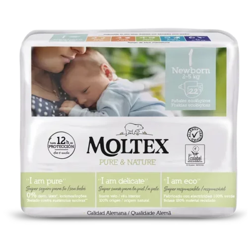Pañales Moltex Pure & Nature T1 - detalle bolsa